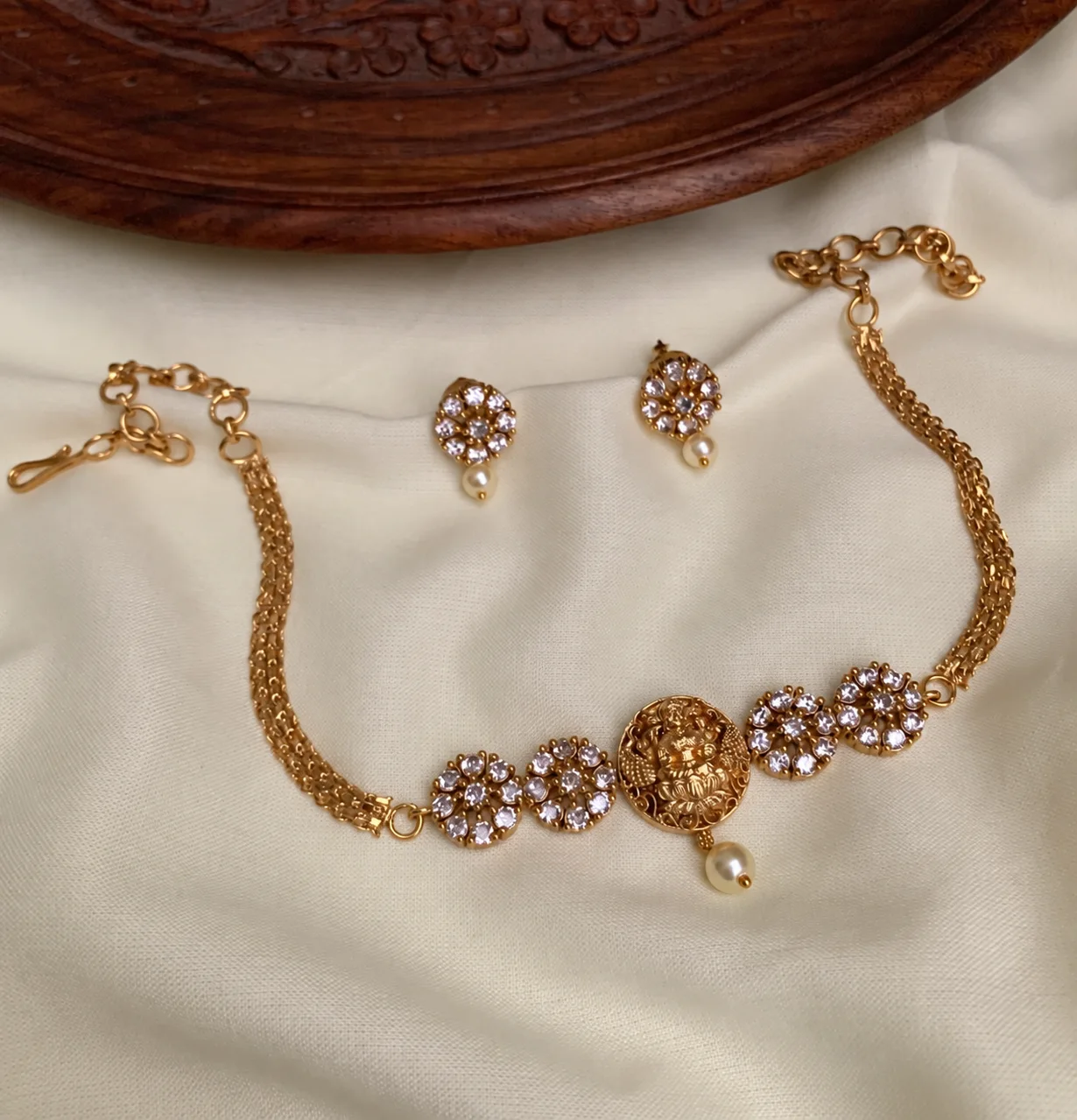Simple CZ Laksmi Choker - Handcrafted Jewellery by Gleaming Glitz