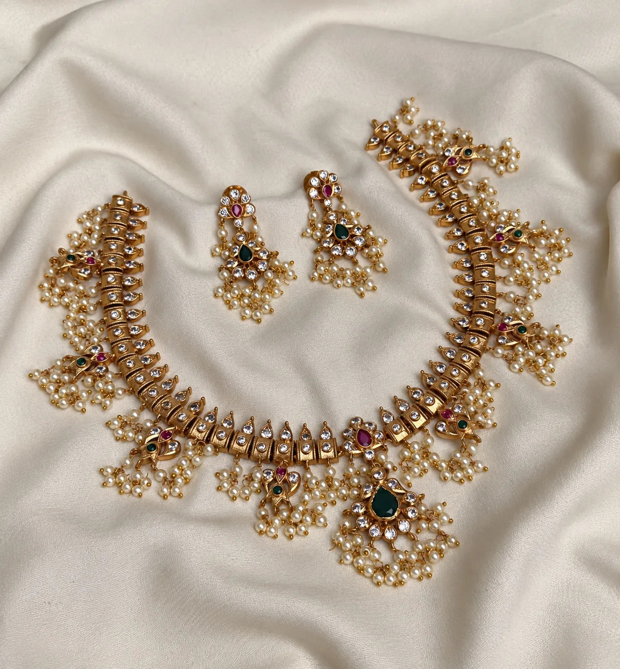 Exquisite Multi Colour Guttapusalu Necklace - Handcrafted Jewellery by Gleaming Glitz