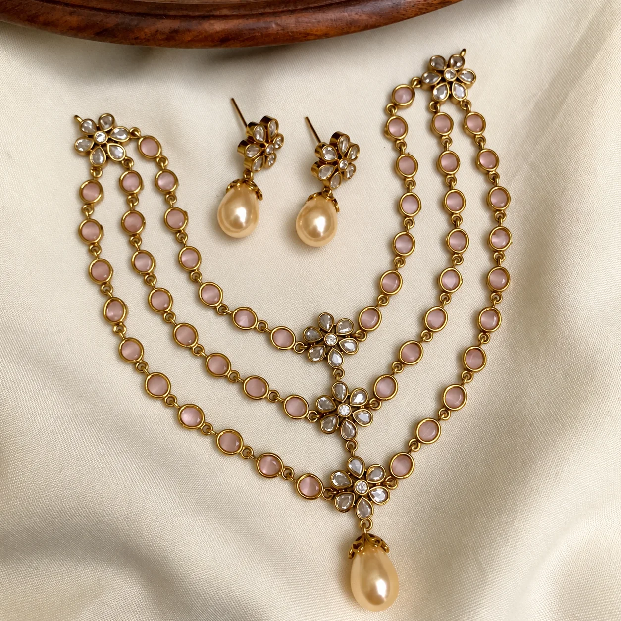 Triple Layer Floral Necklace - Handcrafted Jewellery by Gleaming Glitz