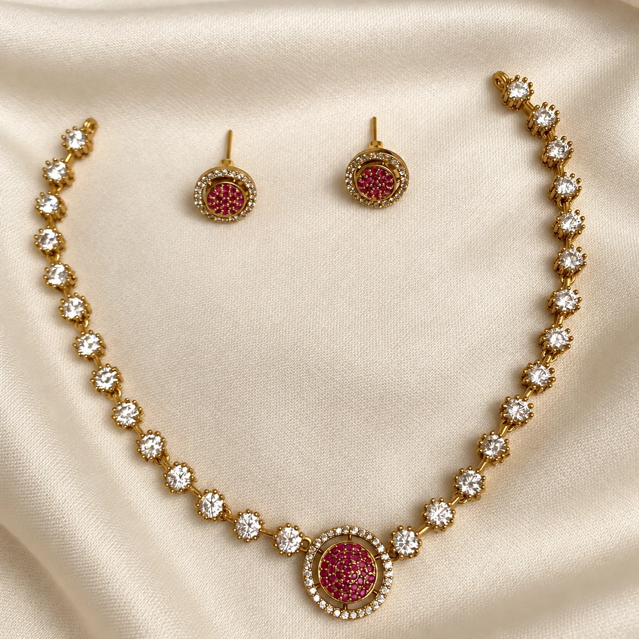 White and pink Mozonight necklace - Handcrafted Jewellery by Gleaming Glitz