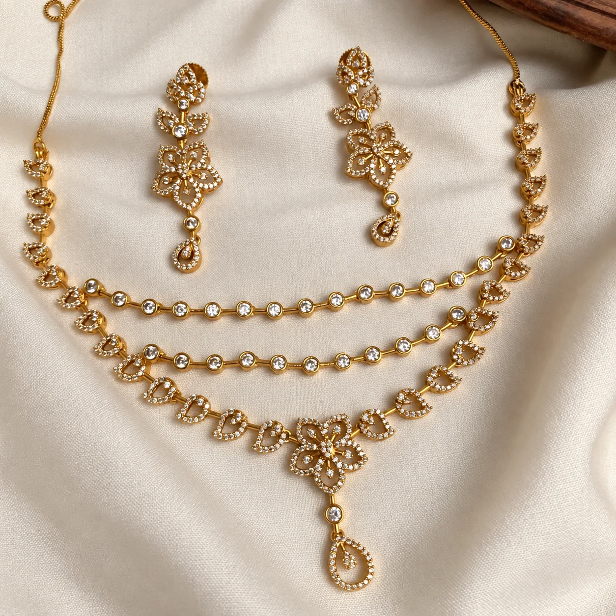 Sparkling Floral Diamond Necklace - Handcrafted Jewellery by Gleaming Glitz