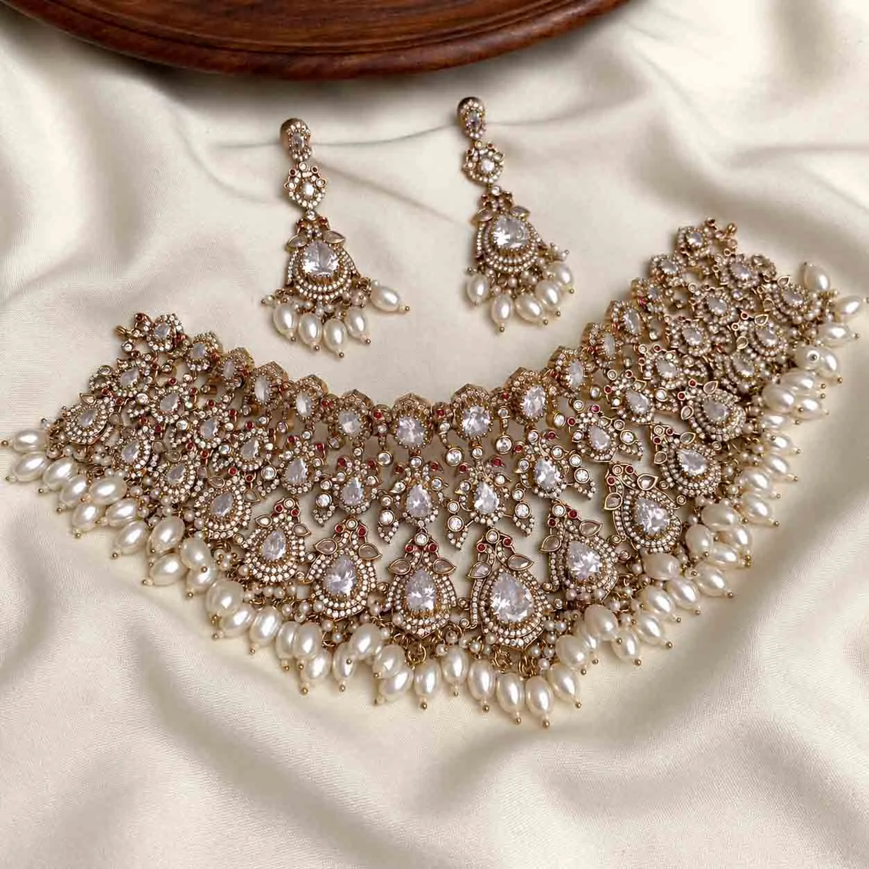 White CZ Choker Neck Piece - Handcrafted Jewellery by Gleaming Glitz