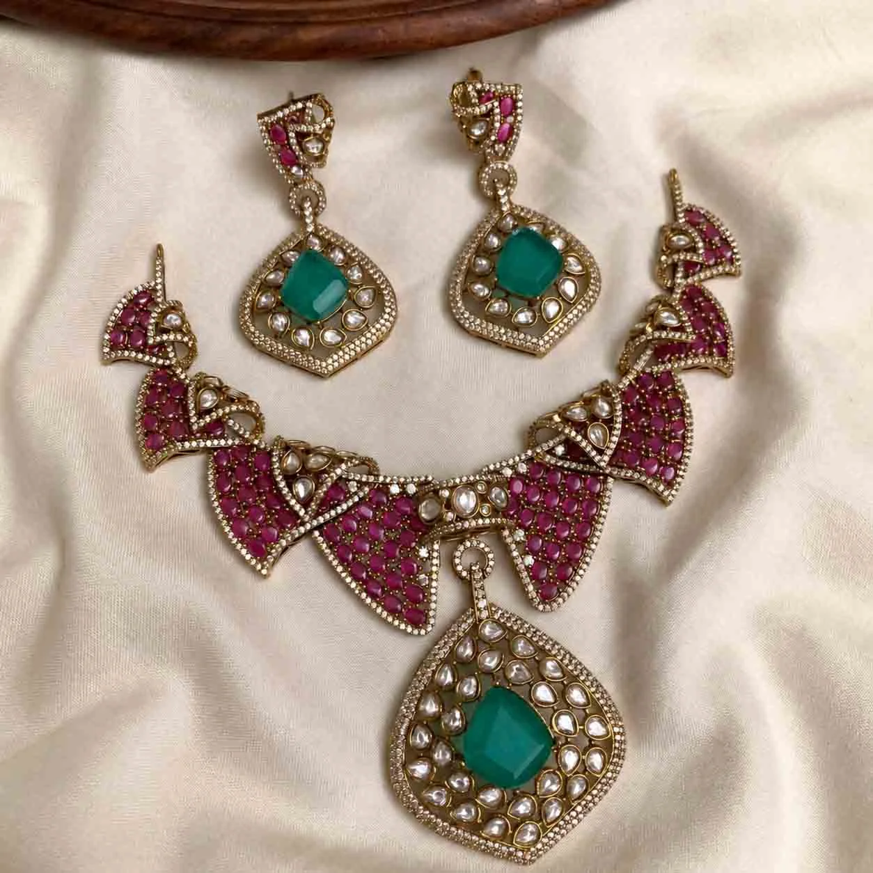 Pink and Emerald Exclusive Engagement Jewellery - Handcrafted Jewellery by Gleaming Glitz
