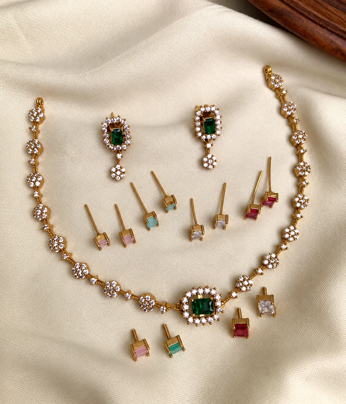 Multi colour Changable Stone Enagement Necklace - Handcrafted Jewellery by Gleaming Glitz