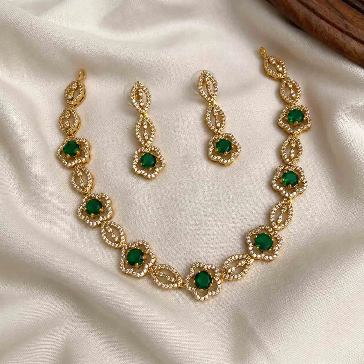 White and Green Exclusive Engagement Set - Handcrafted Jewellery by Gleaming Glitz