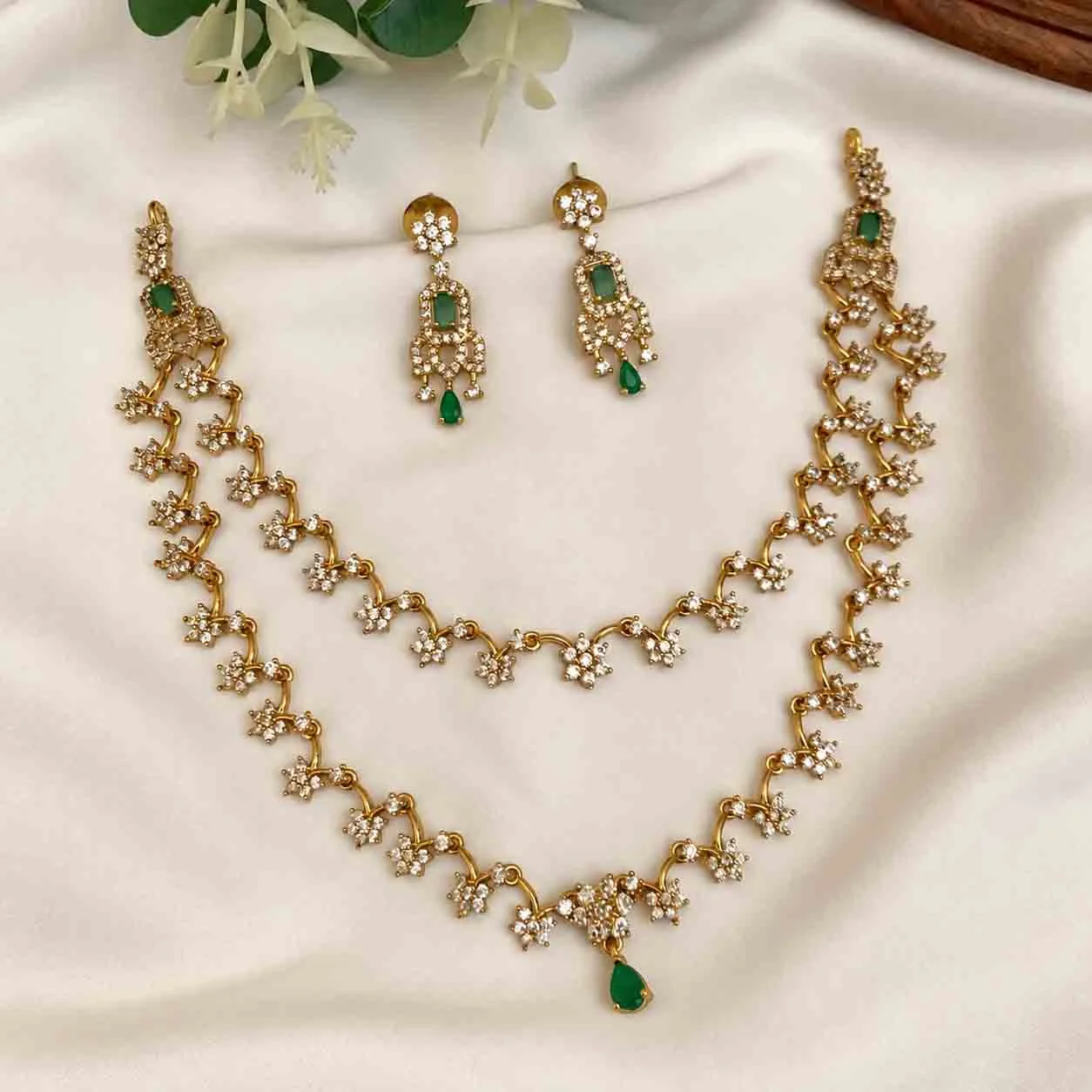 Double Line Cz Necklace - Handcrafted Jewellery by Gleaming Glitz
