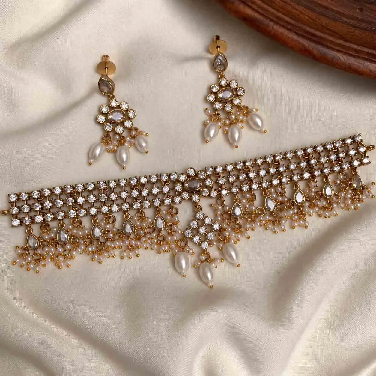 Premium White CZ Stone Choker - Necklaces by Gleaming Glitz
