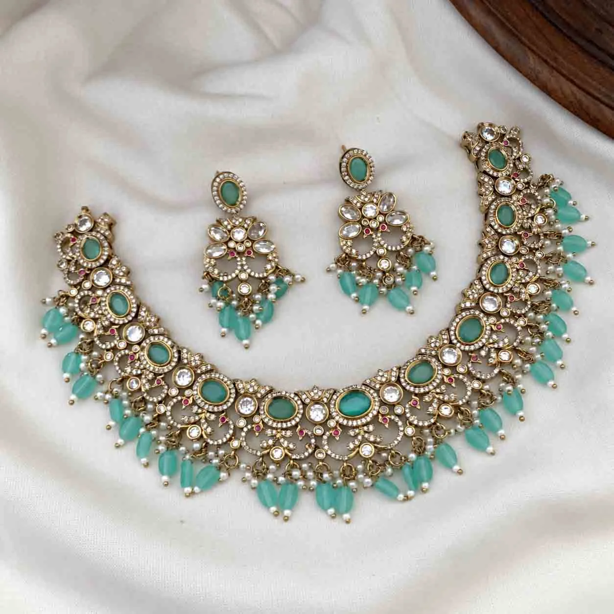 Grand Turquoise Blue Victorian Set - Necklaces by Gleaming Glitz