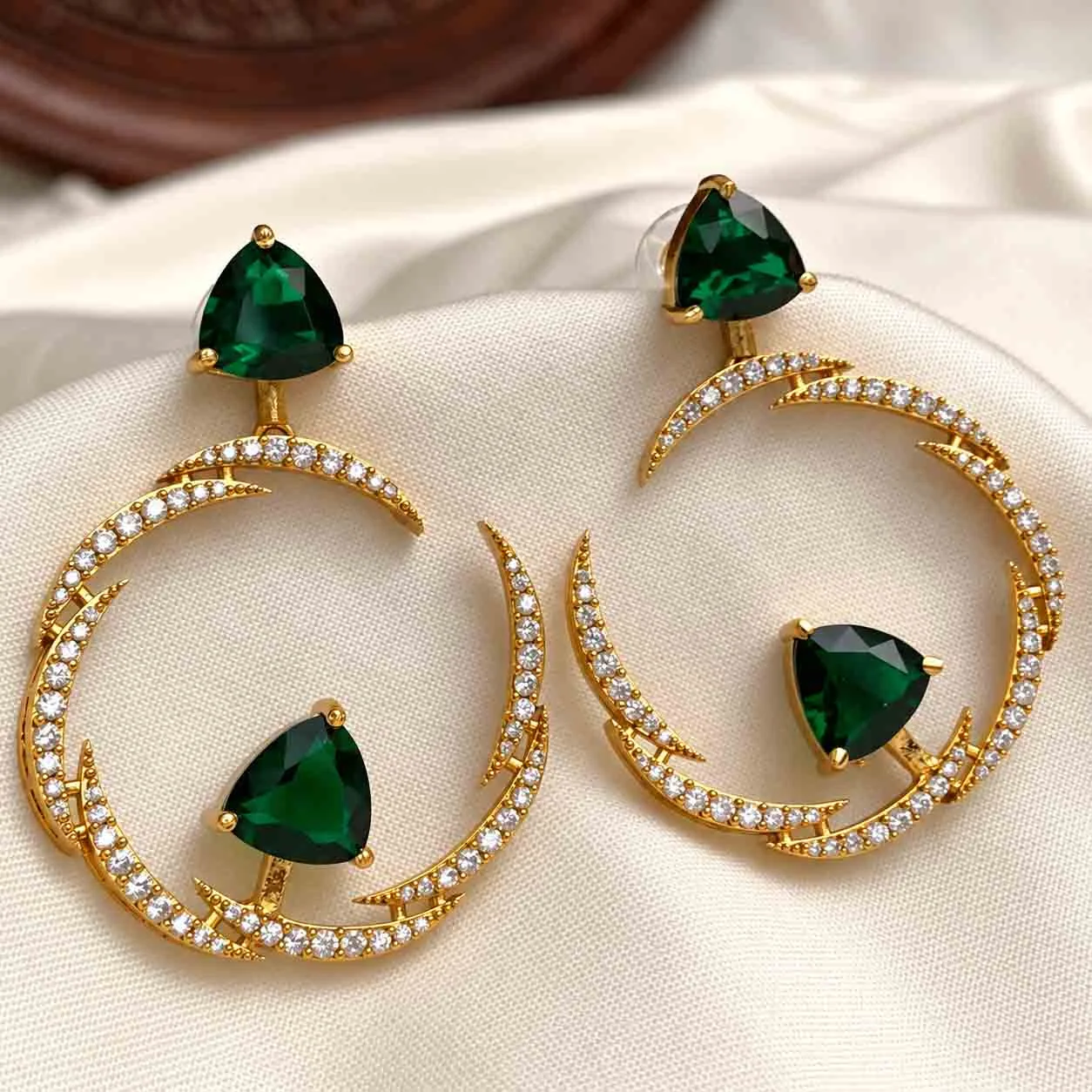 Premium Green Stone and White ad mixed earrings - Stud Earrings by Gleaming Glitz
