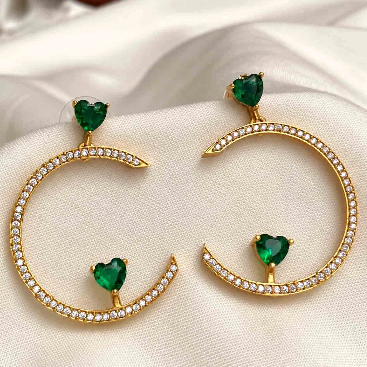 Fashion Earrings with hear shape Premium stone - Stud Earrings by Gleaming Glitz