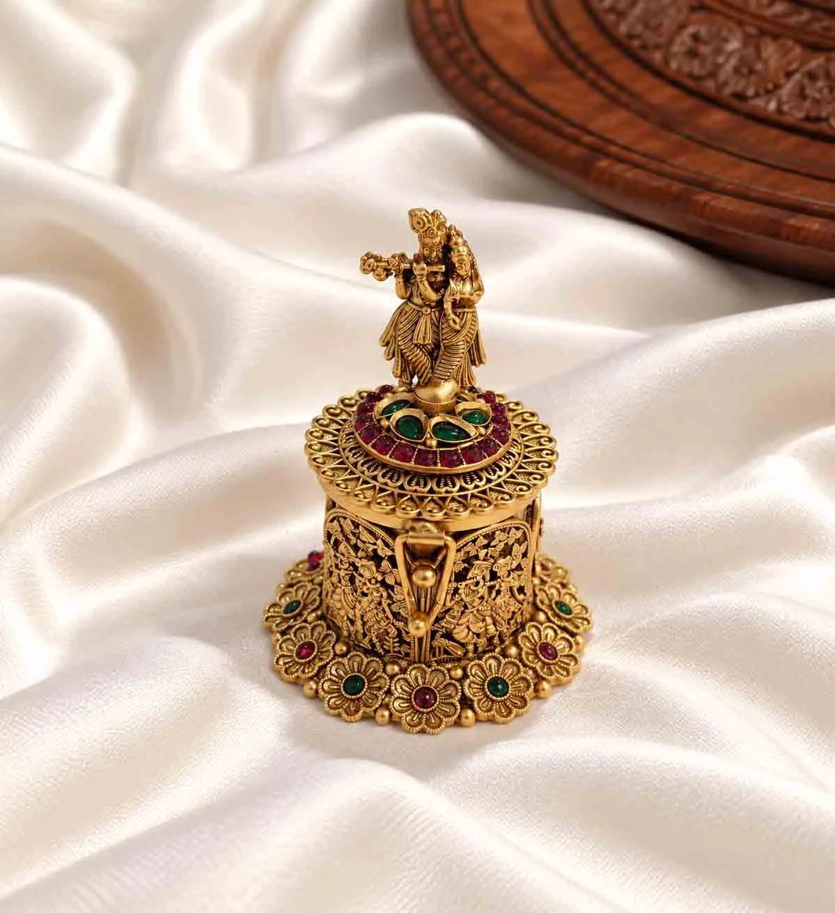 Exclusive Antique Gold Kumkum Dubbi - Kumkum Dabbi by Gleaming Glitz