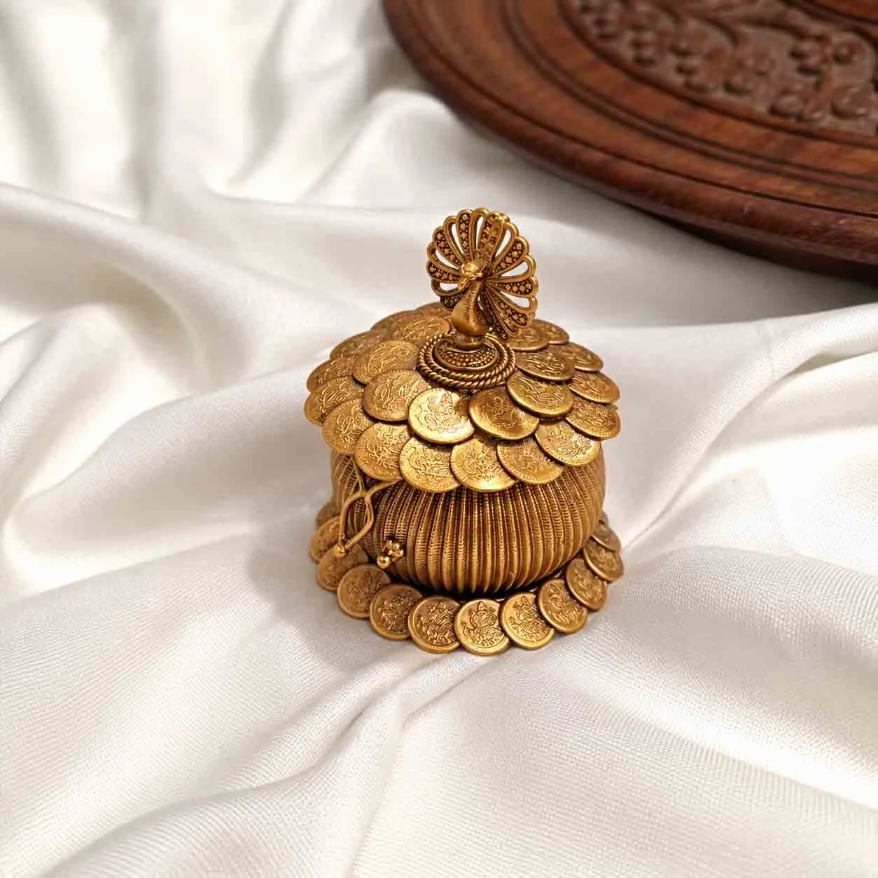 Exclusive Antique Gold Kumkum Dubbi - Kumkum Dabbi by Gleaming Glitz