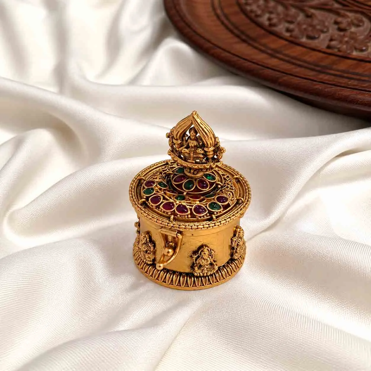 Exclusive Antique Gold Kumkum Dubbi - Kumkum Dabbi by Gleaming Glitz