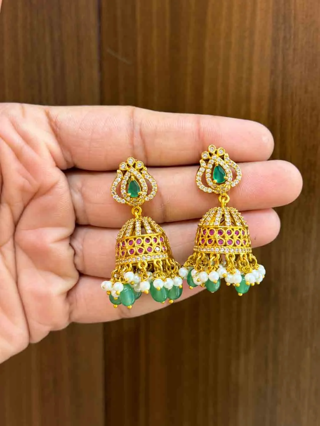 Premium CZ and AD mixed Jumka - Jumka by Gleaming Glitz