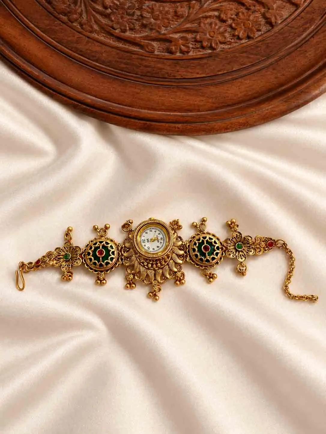 Super Luxury Antique Meenakari Bridal watch - Handcrafted Jewellery by Gleaming Glitz
